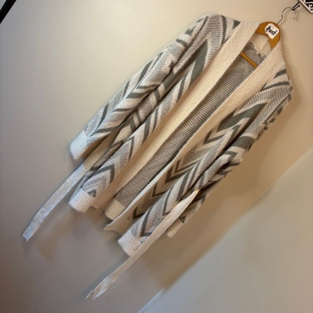 Kate & Sam Cozy Long Knit Cardigan Gray Cream Women’s XL good preworn condition